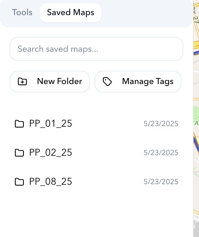 Saved maps organization